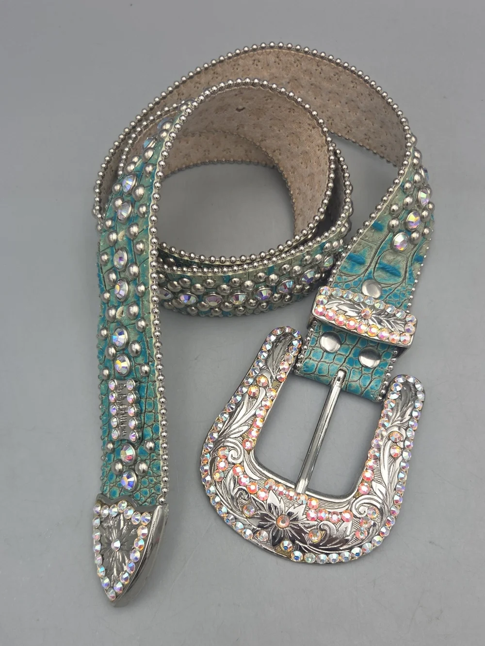 BB Simon Swarovski Belt Aqua Green Light Teal Women Medium